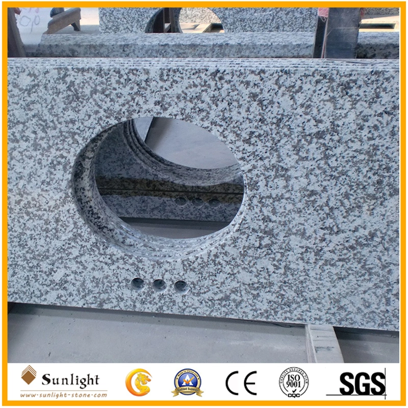 Grey G439 Granite Bathroom Vanity Top with Single Porcelain Sink