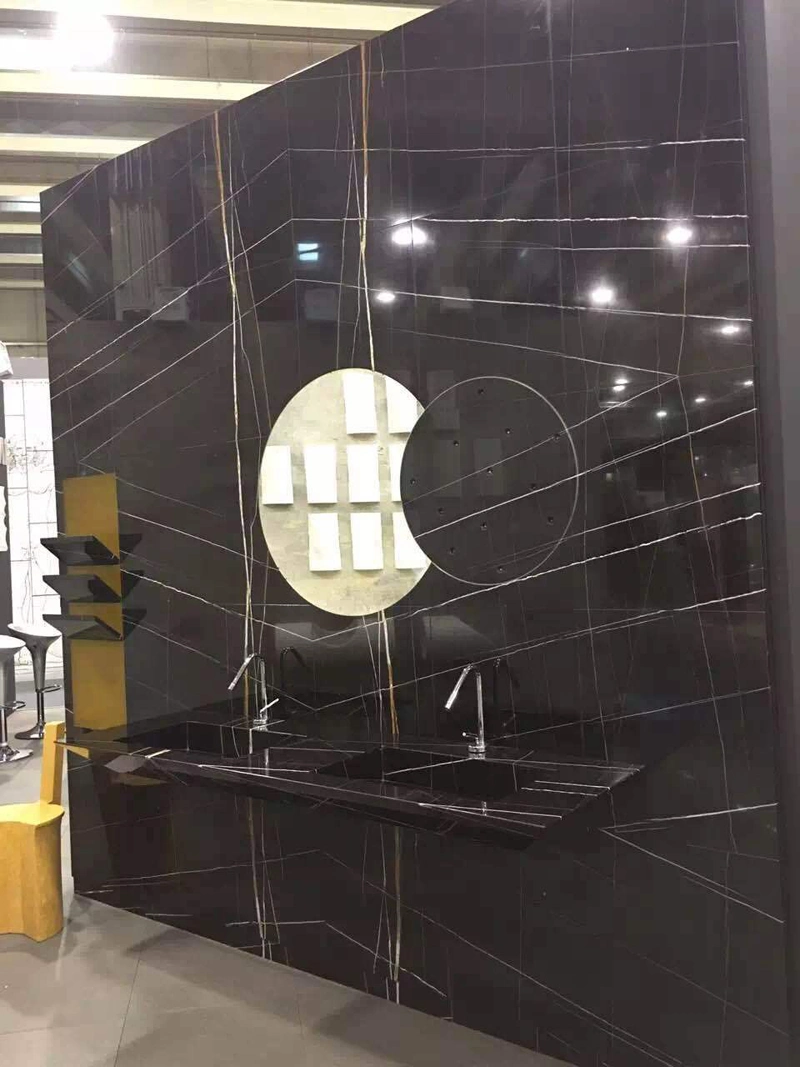 Nero Laurent Black Gold Marble Moulding Bathroom Wall Stone Tile