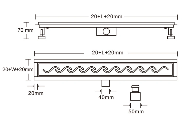 Stainless Steel 304 Floor Drainer Tile Insert 360 Degree Rotation Linear Shower Drain