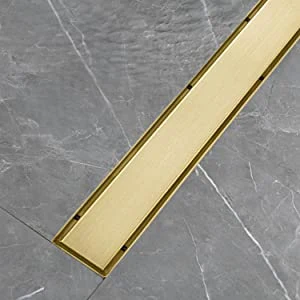 24 Inch Shower Linear Gold Drain Reversible 2-in-1 Cover Tile Insert Grate