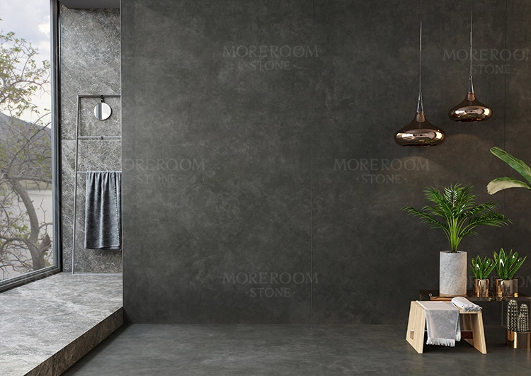 Dark Grey Porcelain Slab 3mm Modern furniture Wall Panel Decorative Concrete Porcelain Tile