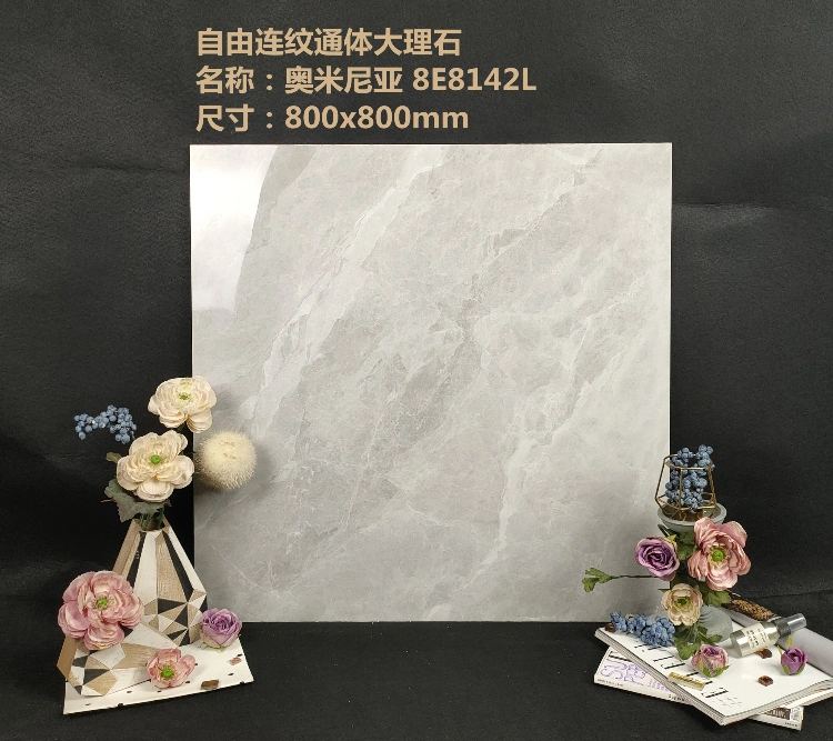 Glossy Gray Glazed Polished Ceramic Floor Porcelain Tiles 80X80 Pattern Marble Flooring