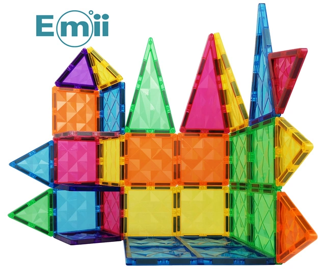 Emii Kids 100PCS Magnet Building Blocks Toys Set 3D Educational Magnetic Tiles