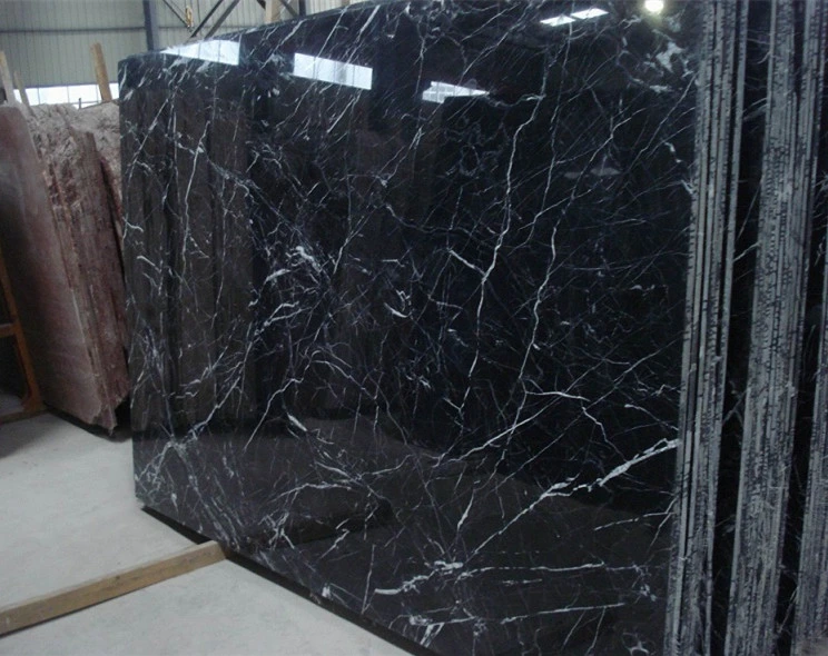 Natural Stone Ryker Black Nero Marquina Black/White Marble Quartz for Cut to Size Wall Floor Stair Tile