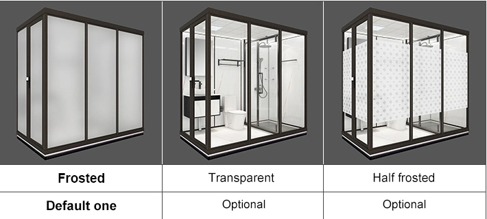 Customized Cheap Price Steaming Complete Luxury Hotel Glass Window Cabin Prefabricated Modular Black Bathroom Pod with Toilet