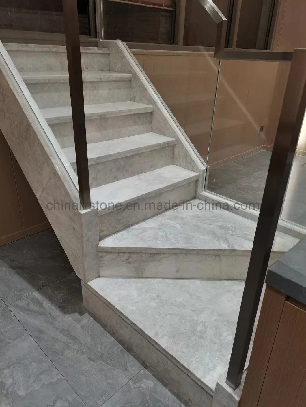 Grey Orina White Marble Slab for Wall and Tile