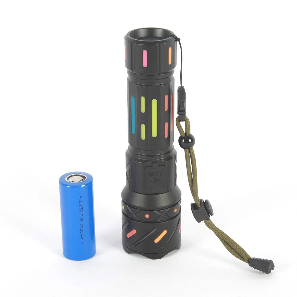 Yichen 700lm Rechargeable Zoomable LED White Laser Flashlight with Fluorescence Appearance