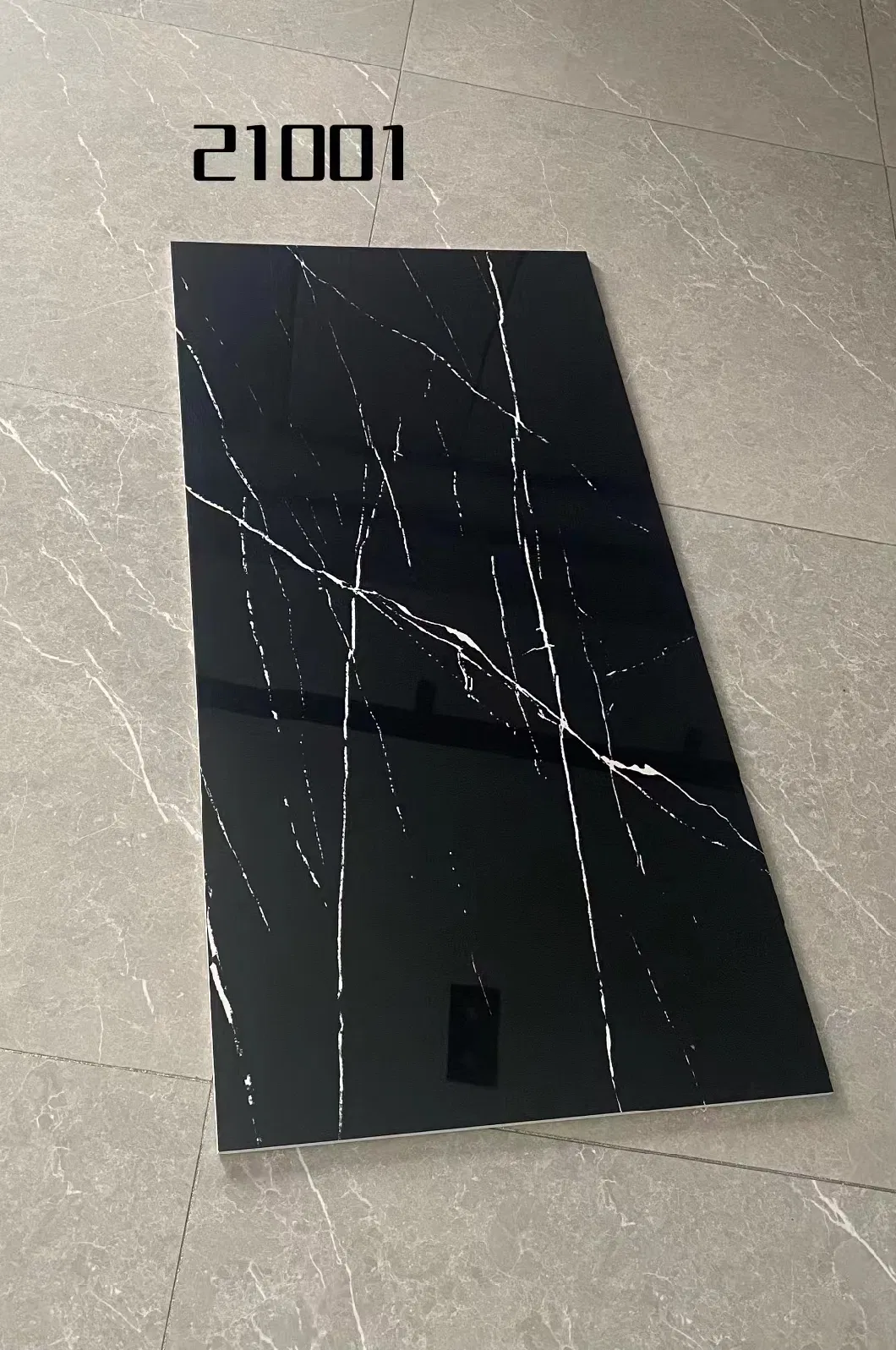 Building Material 600X1200mm Bathroom Dark Black Color Glazed Polished Ceramic Porcelain Marble Flooring Wall Tile