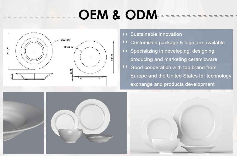 Wholesale 12PCS White Porcelain Dinner Set with Threaded Pattern Edges