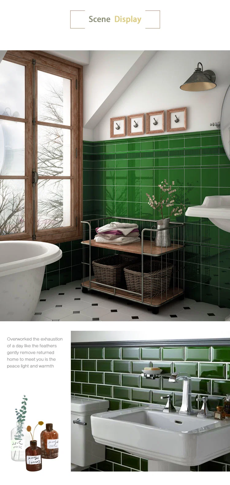 Multi-Specification Home Decor Dark Green Design Glazed Ceramic Wall Tiles