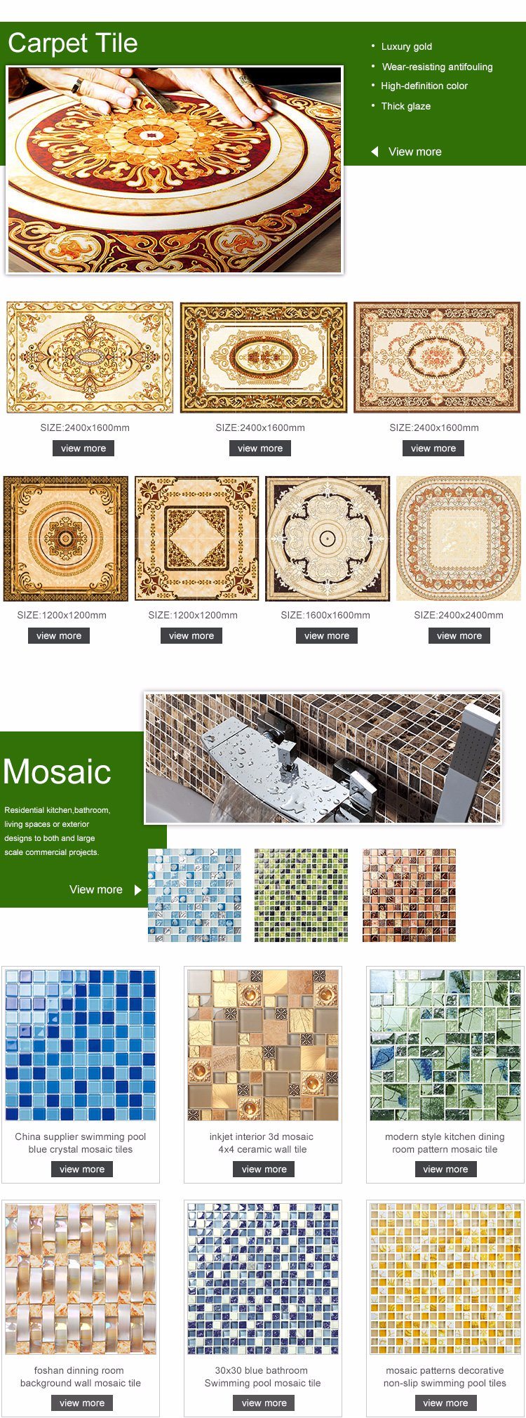 Multicolor Non-Slip Floor Porcelain Ceramic Tile From China
