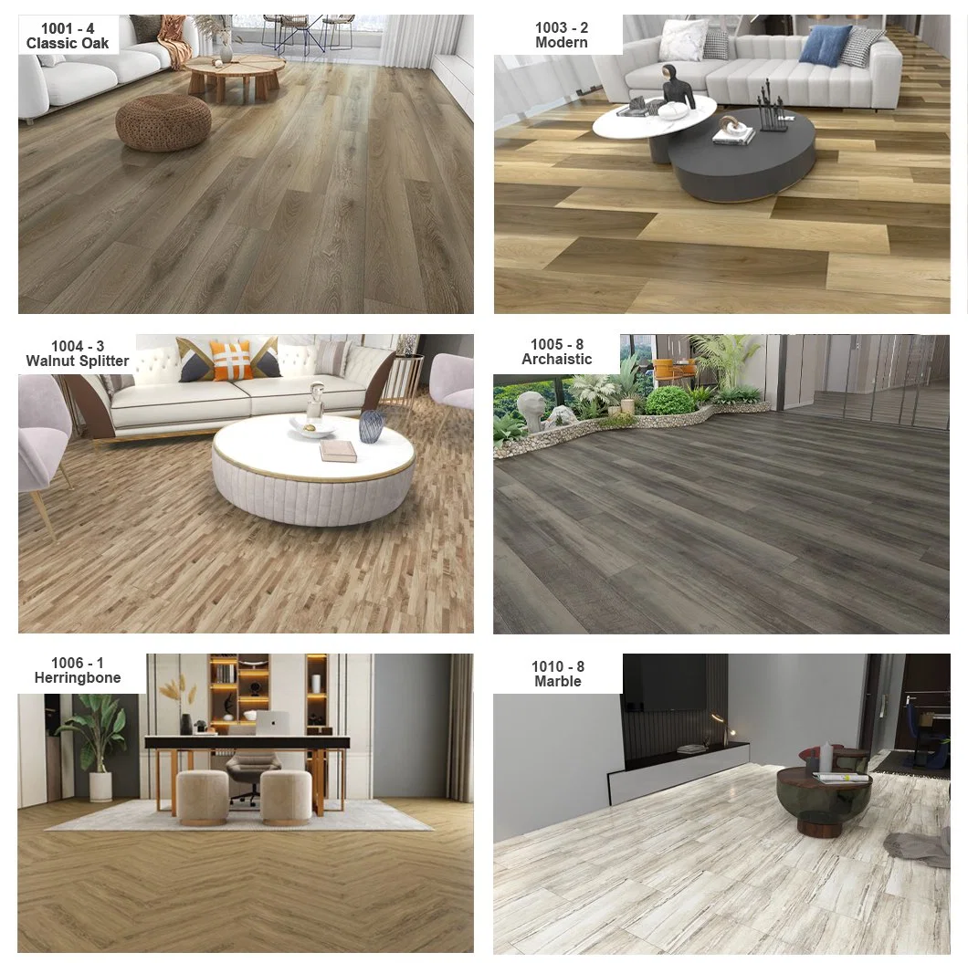 Colours Oak Effect 8mm HDF Waterproof Embossed Spc PVC Luxur Vinyl Plank Engineered Parquet Wooden/Wood Floor Tiles Laminated/Laminate Flooring