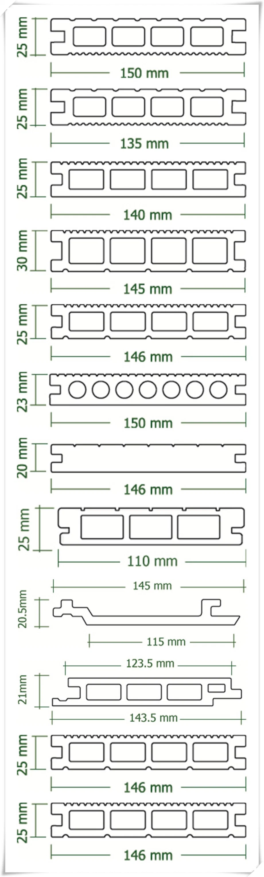 Square Holes WPC Material Coextruded Flooring Tiles