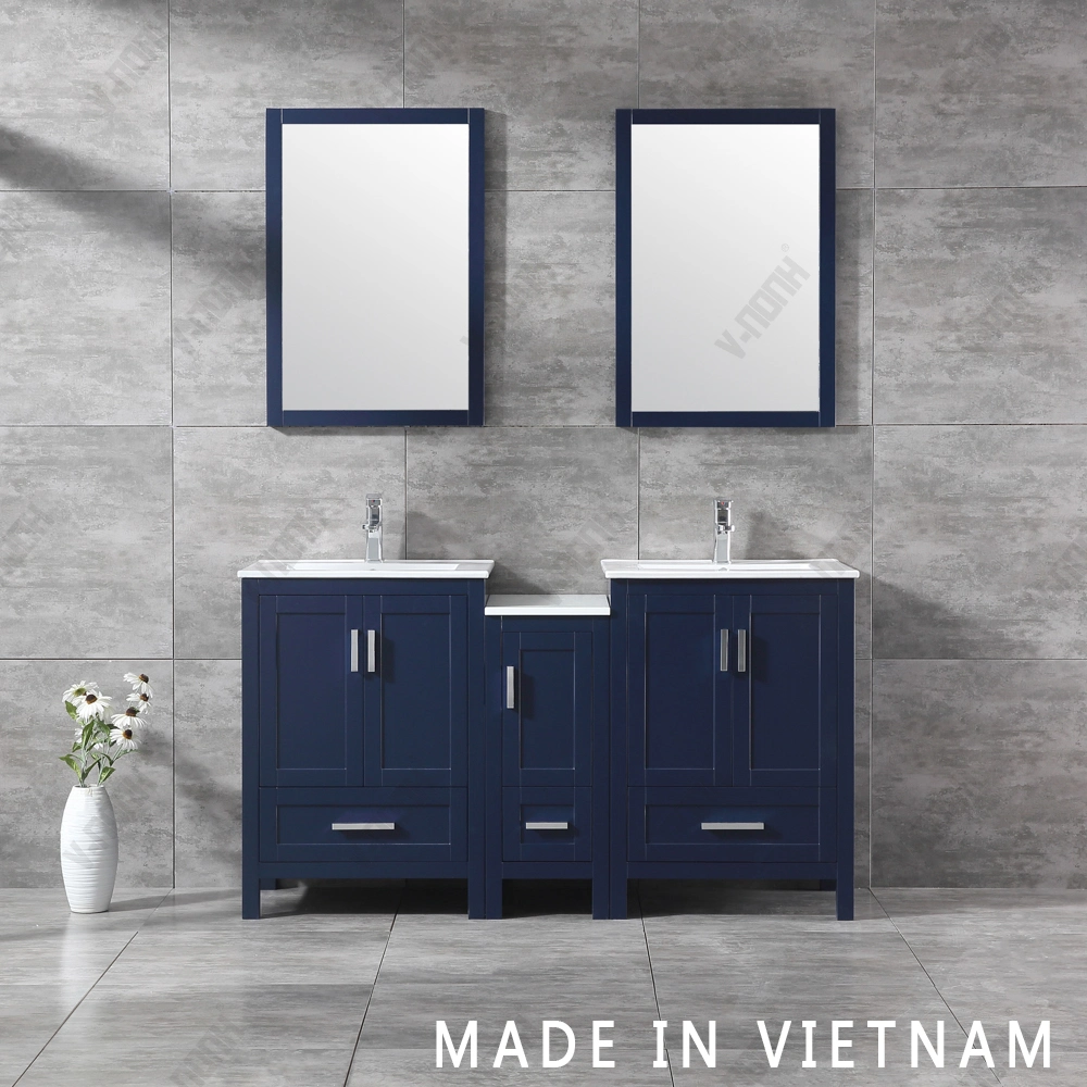Selling Well Navy Blue Wooden Bathroom Cabinet with Mirror