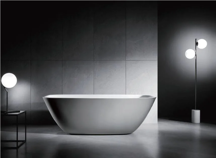 Grey Color Free Standing Bathtub Soaking Tub with Overflow Q169