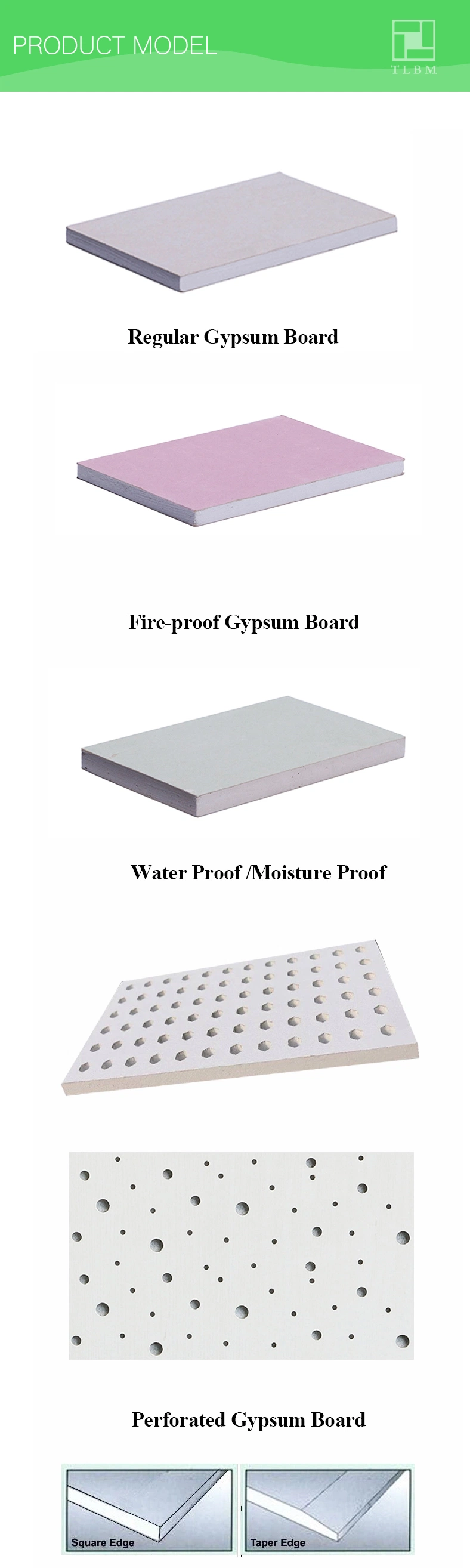 Drywall Plasterboard Water-Proof Gypsum Ceiling Board