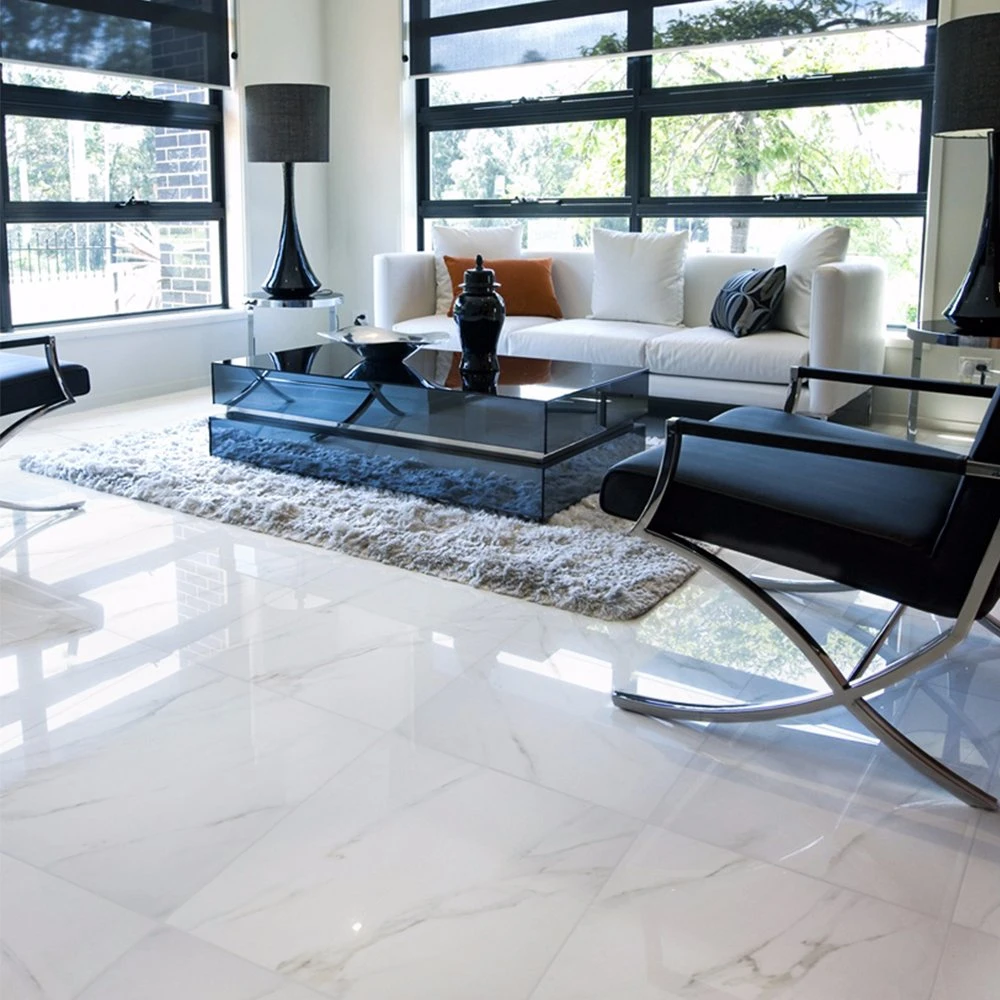 600X600 Marble Effect White Crystal Polished Floor Tiles Porcelain Living Room Decoration Full Glazed Polished Porcelain Ceramic Floor Tile