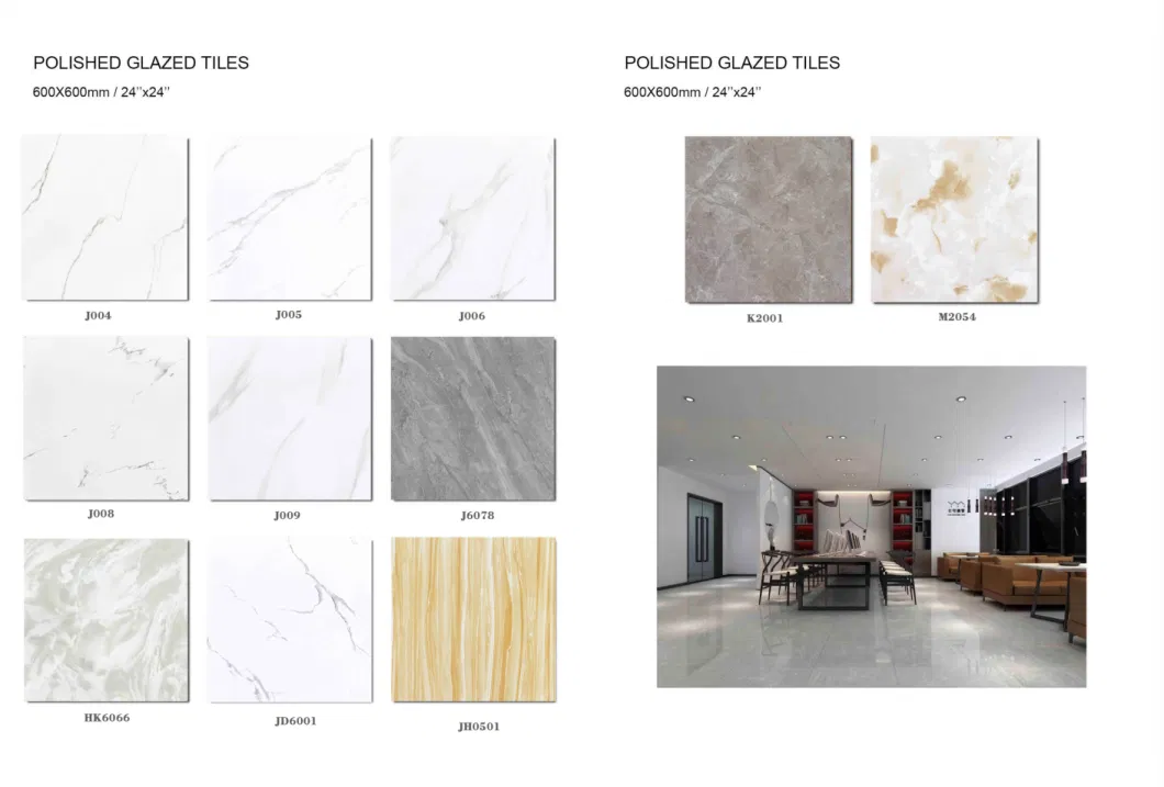 Foshan Good Quality 600X600mm Vitrified Full Glazed Polished Porcelain Marble Floor Wall Tile