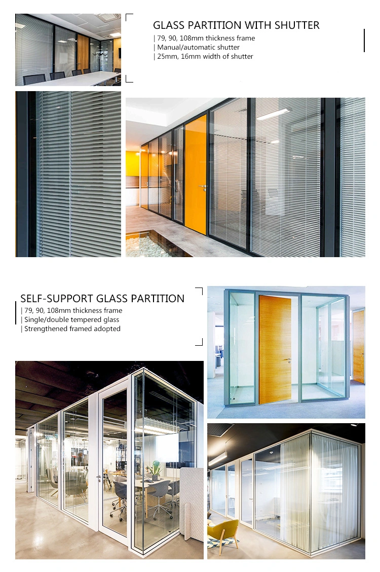 Prefabricated Knockdown Modular Office Building Partition with Tempered Glass Wall