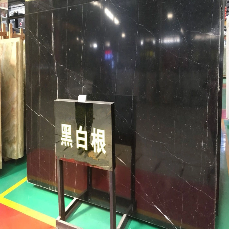 Chinese Cheap Nero Margiua Black Natural Stone Slab Marble Tiles