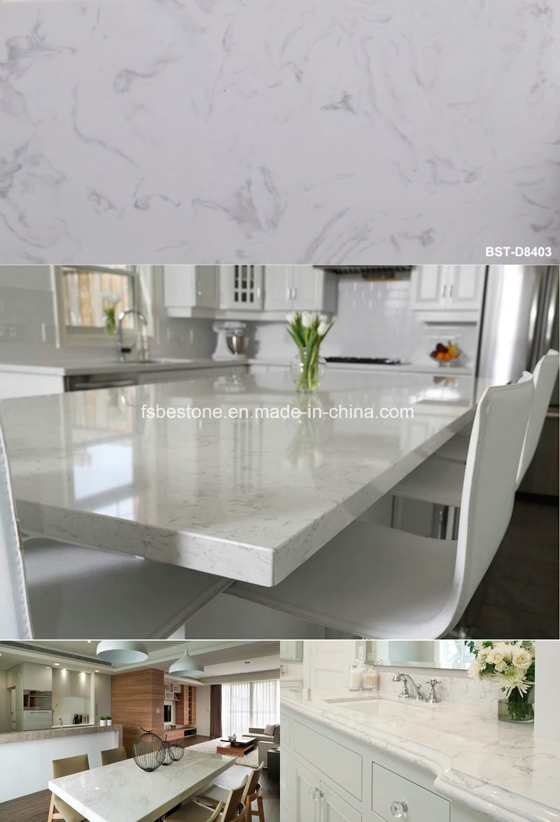 Misty Carrara Custom Quartz Stone Bathroom Countertop