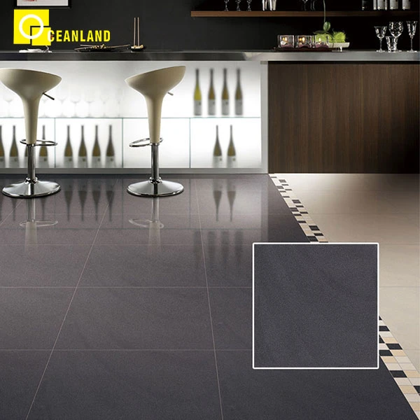 Black Polished Porcelain Bars and Restaurants Floor Tiles