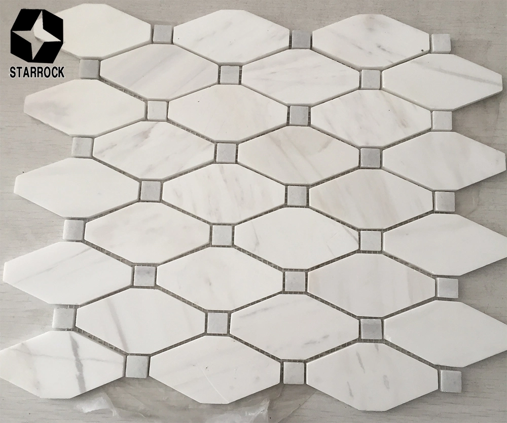 Factory Supply Marble Bathroom Backsplash Hexagonal Marble Mosaic Floor Tile