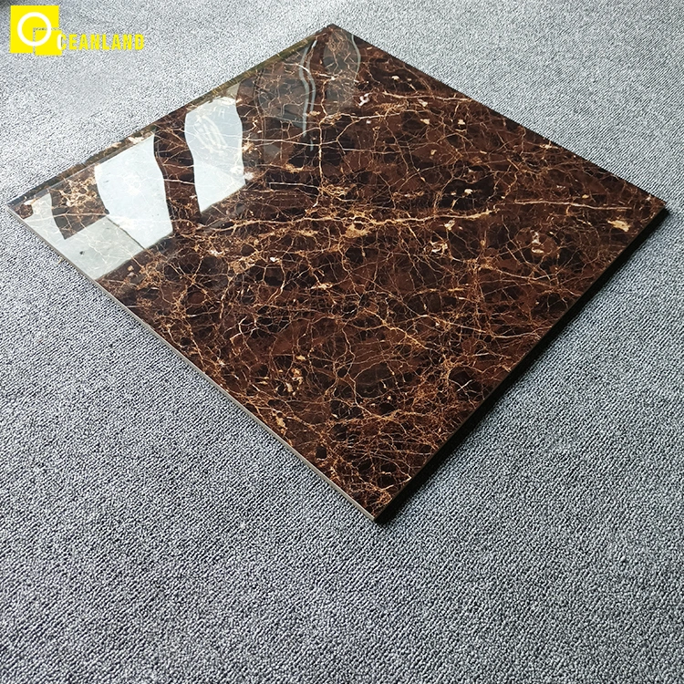 600 X 600mm Natural Brown Polished Porcelain Tiles Floor