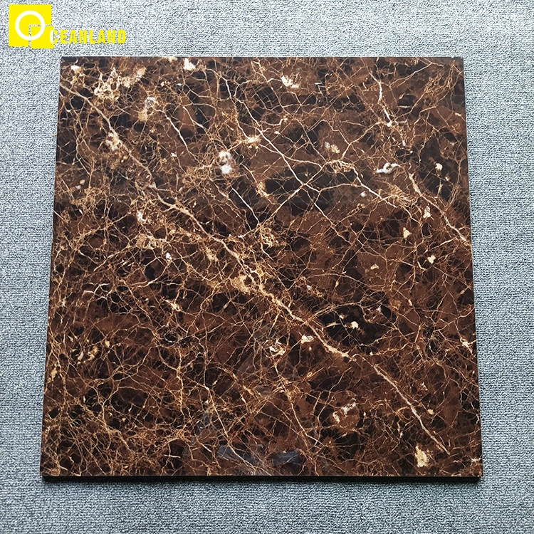 600 X 600mm Natural Brown Polished Porcelain Tiles Floor