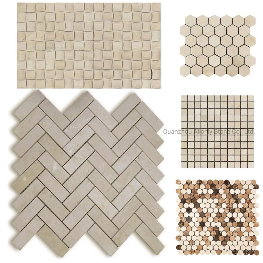 Natural Honed Crema Marfil Beige Marble Mosaic Tile for Floor and Wall