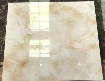 Polished Glazed Porcelain Tile of Jade Stone imitation in Yellow Color of 600X600mm