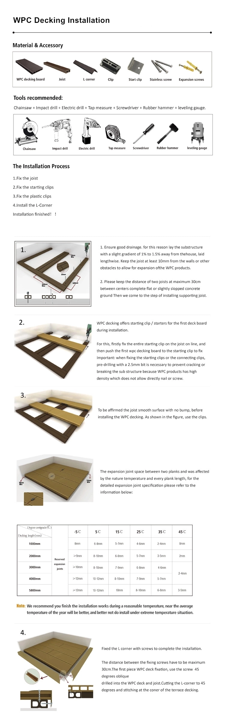 WPC Decking Tiles Classic High Quality Heat Insulation Waterproof 3D WPC Flooring