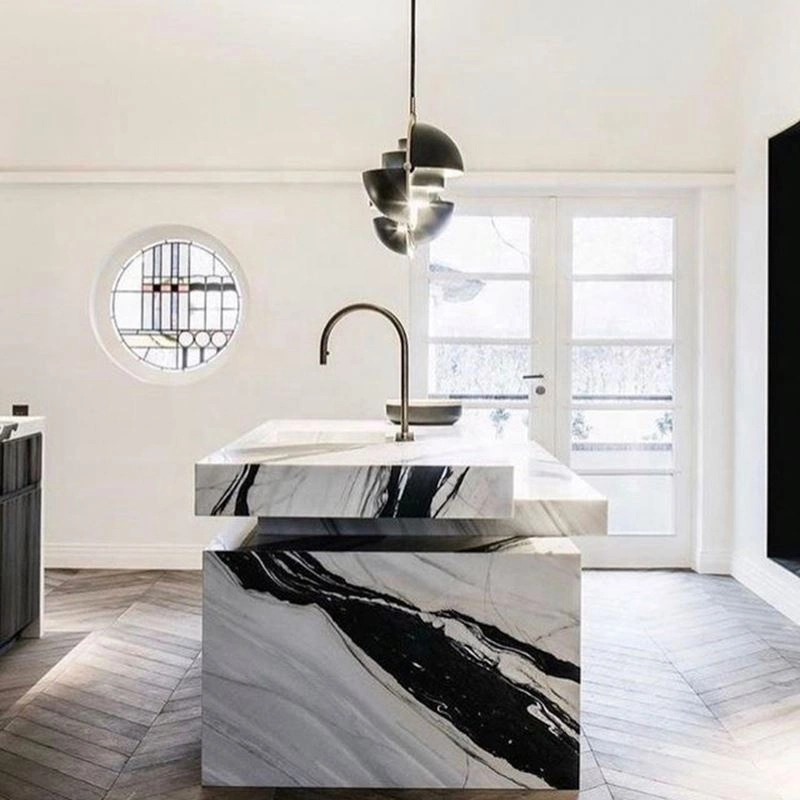 Hot Sale Polished/Panda White Marble Floor Tile for Kitchen/Bathroom/Basement/Apartment/Villa