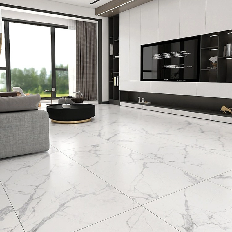 Black Gray Inject Printing Design White Marble Carrara Polished Tile for Wall Floor