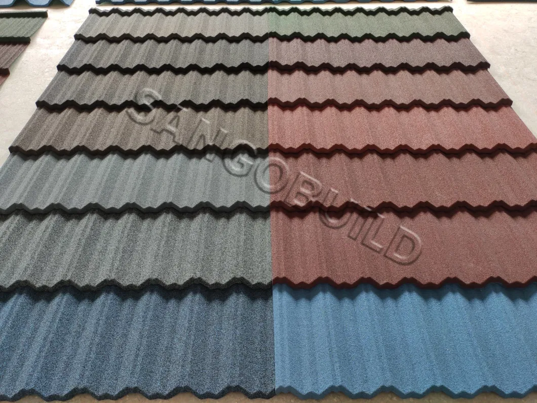 East Africa Classical Colored Sand Coated Metal Roof Shingles Production Line Recyclable Roofing for Wood Roof