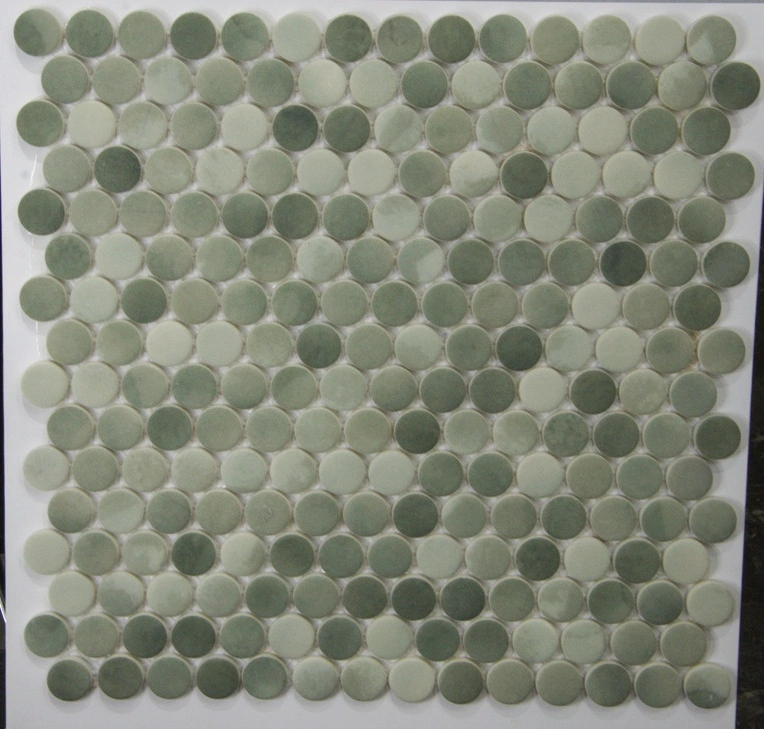 Round Gray Classic Bathroom Kitchen Wall Tile Recycle Glass Glass Mosaic Tiles V620004-B