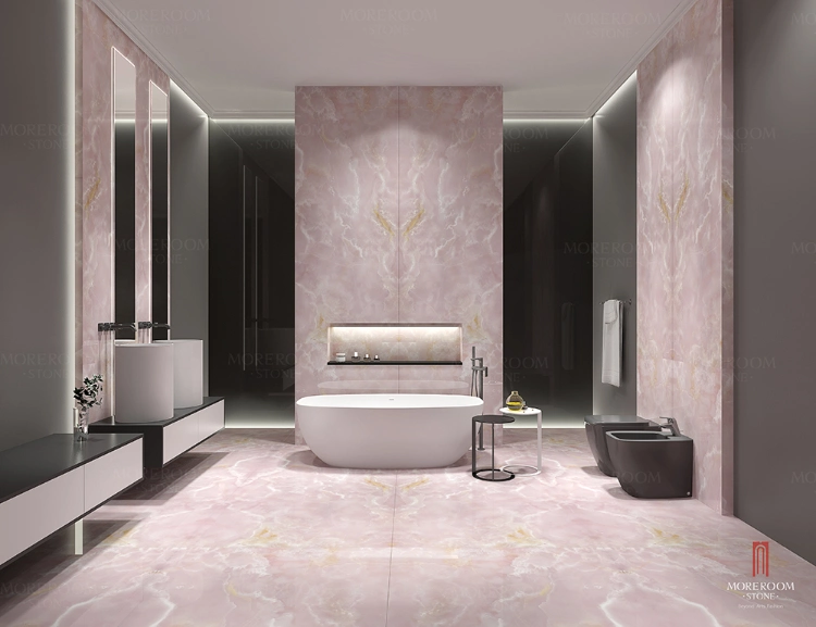 Bathroom Shower Wall Decorative Polished Rose Quartz Pink Onyx Porcelain Wall &amp; Flooring Tile