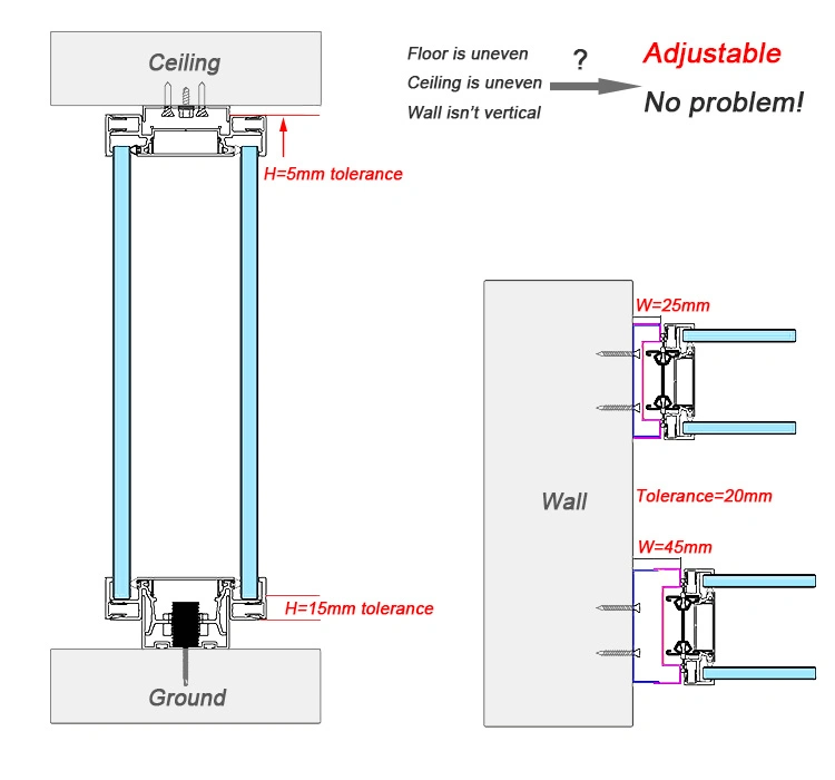 Prefabricated Knockdown Modular Office Building Partition with Tempered Glass Wall