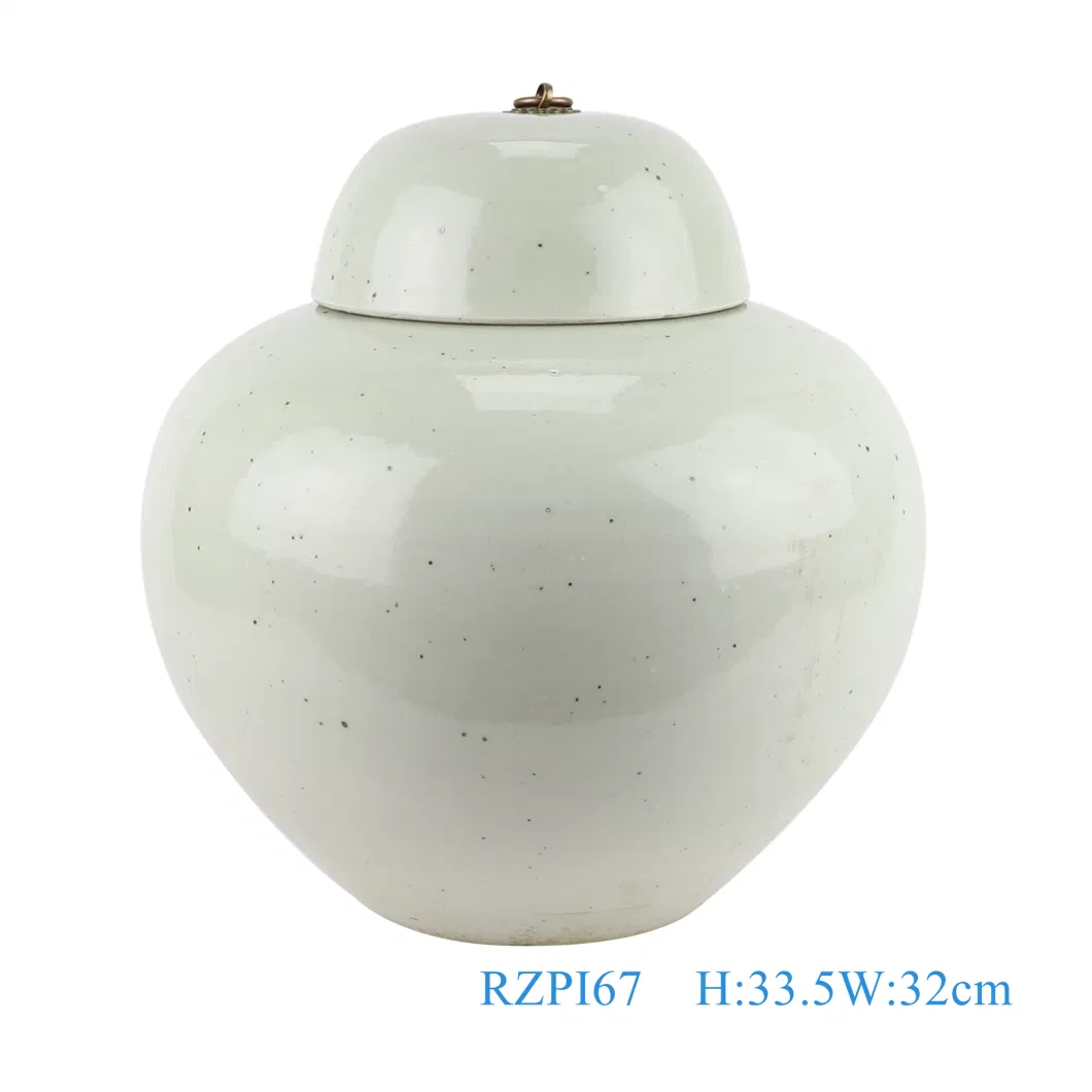 White Porcelain Round Jewelry Storage Holder Ceramic Lidded Jars with Copper Ring