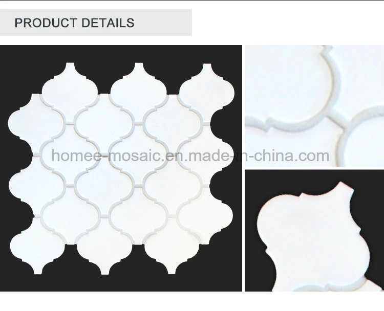 High Quality Matte Pure White Ceramic Lantern Shape Mosaic Tile