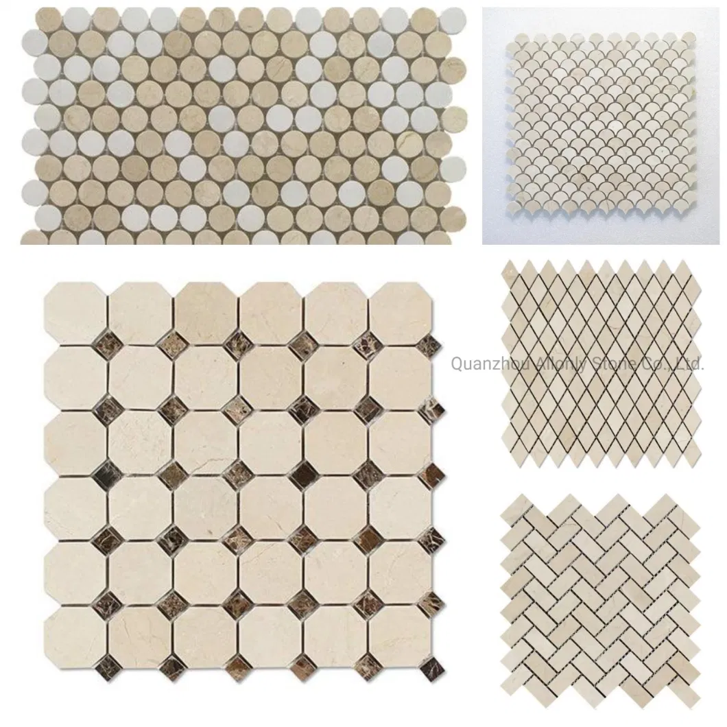 Natural Honed Crema Marfil Beige Marble Mosaic Tile for Floor and Wall