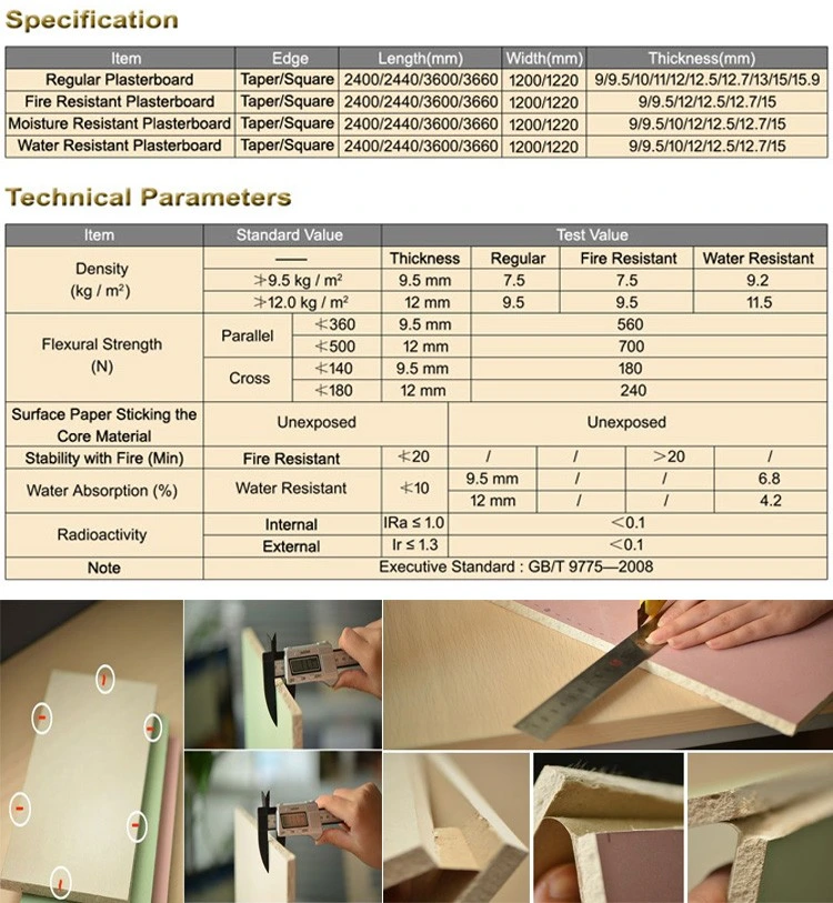 Drywall Plasterboard Water-Proof Gypsum Ceiling Board