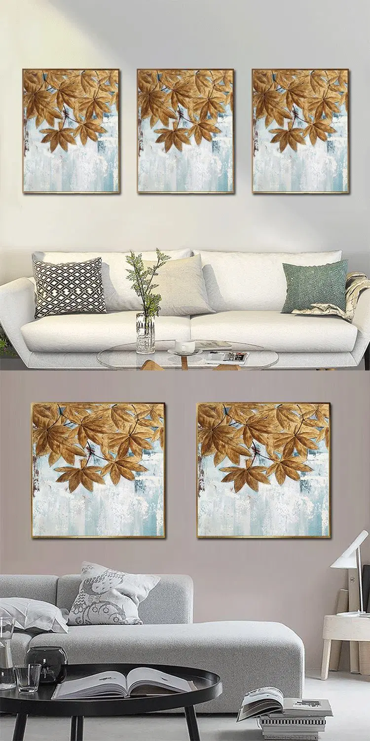 Abstract Nordic Handmade Maple Leaf Decorative Oil Art Paintings for Living Room Wall