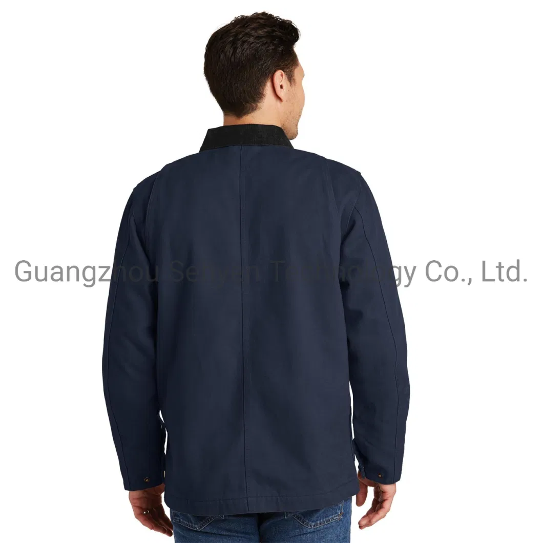 Custom Washed Duck Cloth Chore Coat Navy Blue