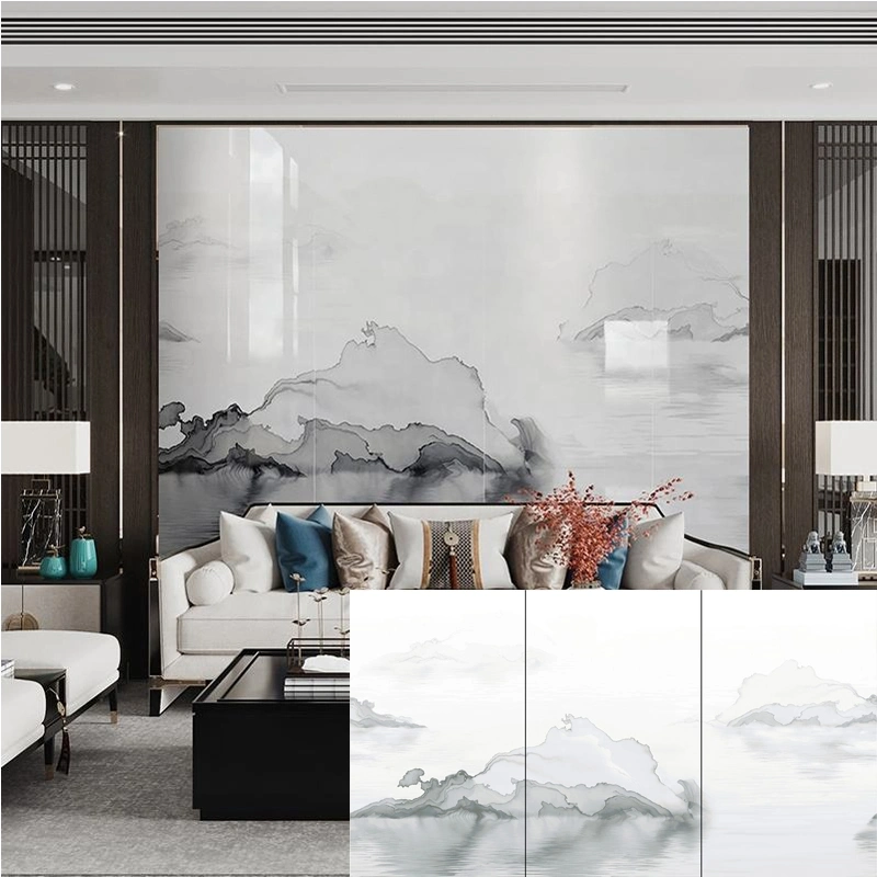 White Luxury China Indoor Continuous Rock Pattern 800X2600mm Glossy Sintered Stone Wall Porcelain Tiles