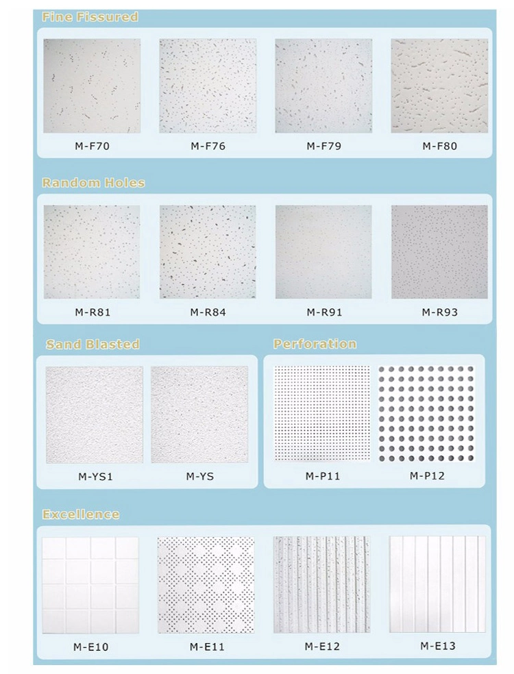 High Quality Panel Ceiling Mineral Fiber Acoustic Ceiling Tiles