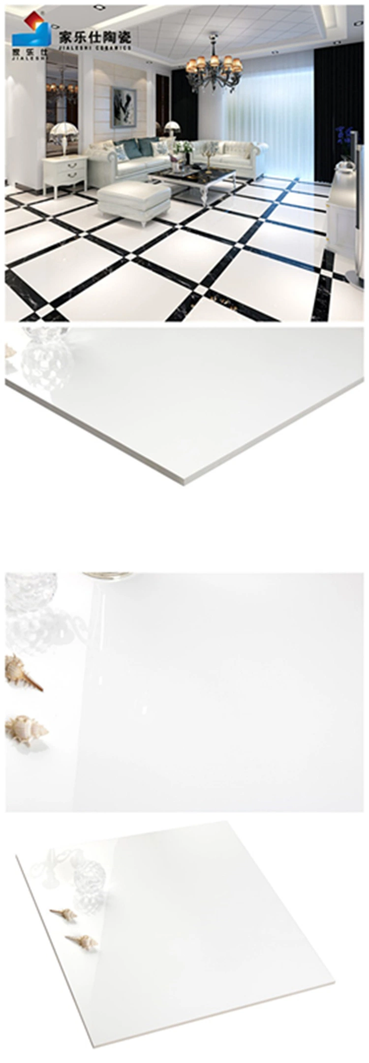 Foshan Good Quality 600X600mm Vitrified Full Glazed Polished Porcelain White Tile