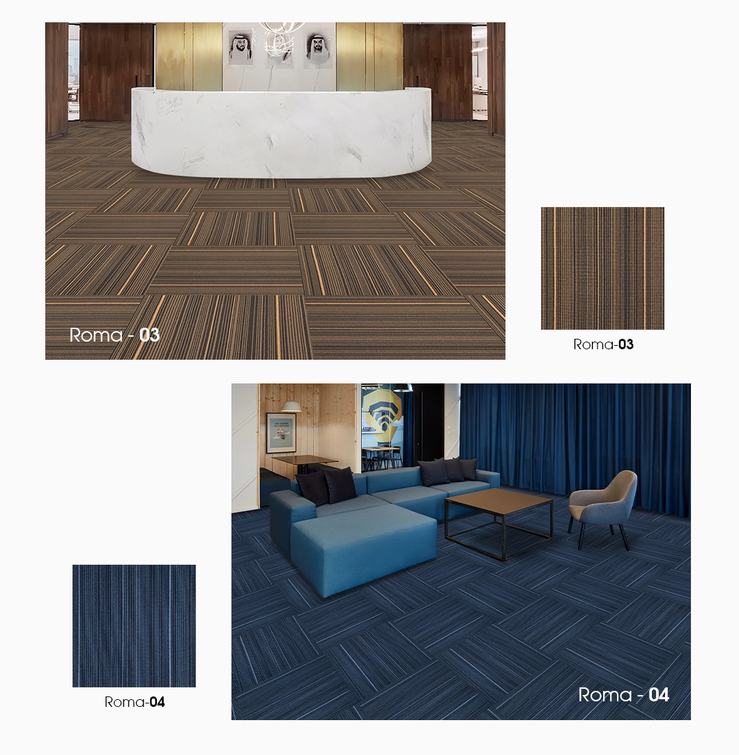Colorful Hotel Jacquard Modular 50X50 Carpet Tiles 50X50cm Carpet Tile Removable