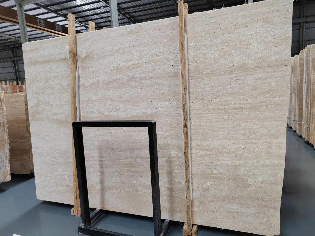 Italy Stone Slab Beige Travertine Wall Cladding Tile and Flooring Tile