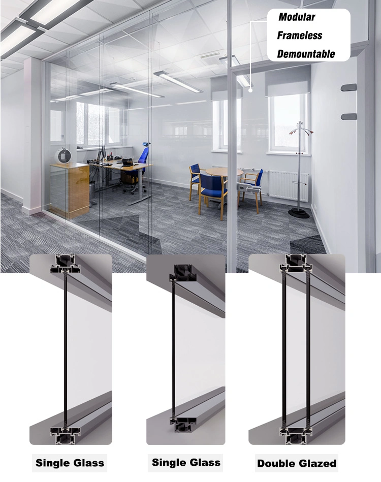 Prefabricated Knockdown Modular Office Building Partition with Tempered Glass Wall